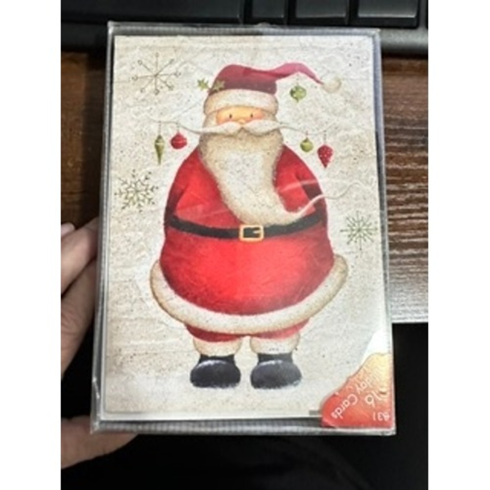 Paper Magic Group Holiday Cards 16ct Santa Red New Boxed Glitter Ornaments